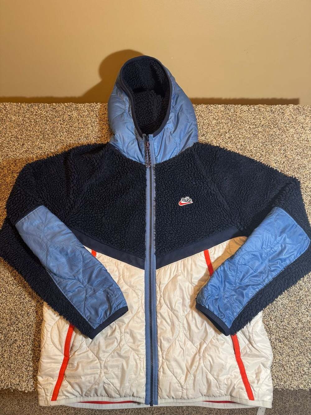Nike Sportswear Heritage Sherpa Fleece and Quilted Shell Full-Zip Hooded Jacket